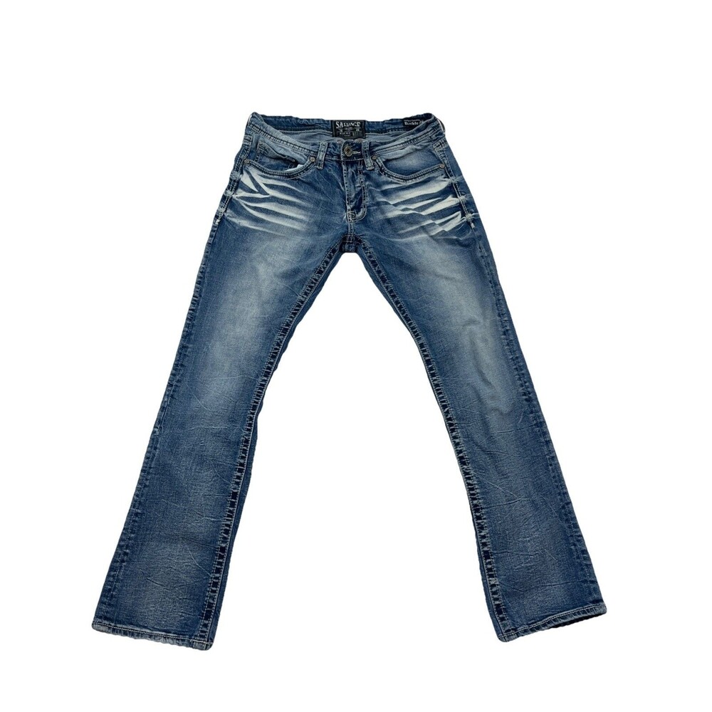 Salvage Supply Company Buckle Jeans Mens 31S Blue Havoc Straight Slim Fit Denim